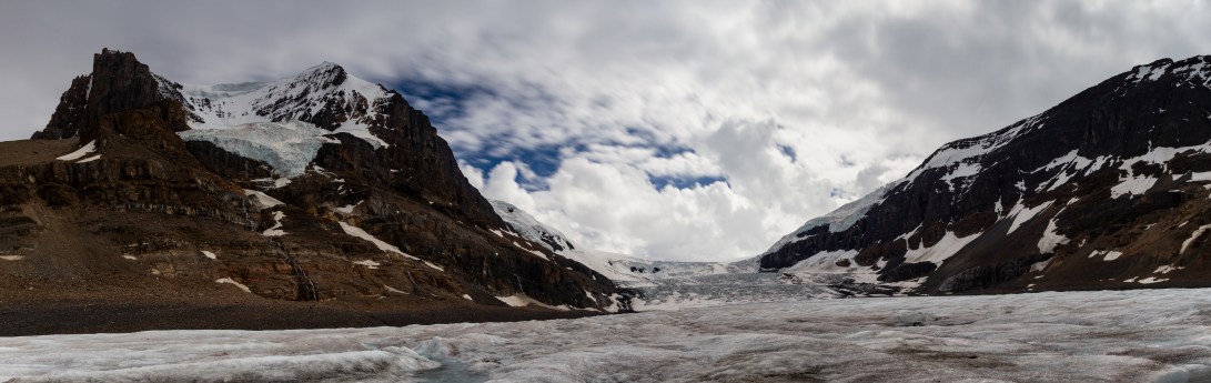 Pano on the columbia ice field glacier